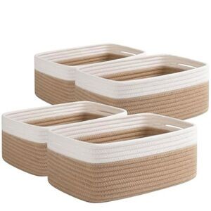 Woven Storage Baskets Set - White and Tan